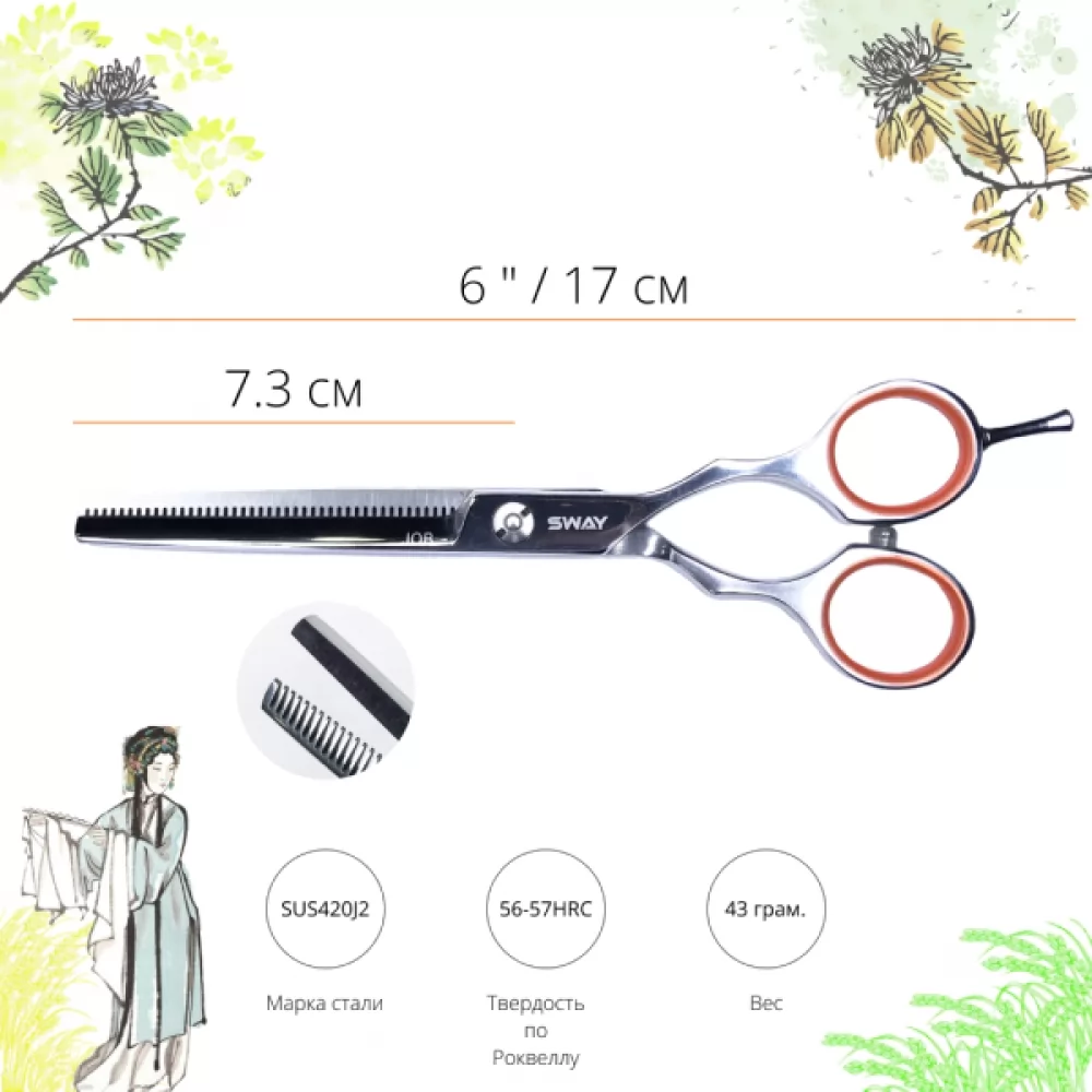 Технічні характеристики Набір перукарських ножиць Sway Job 501 розмір 6 - 6